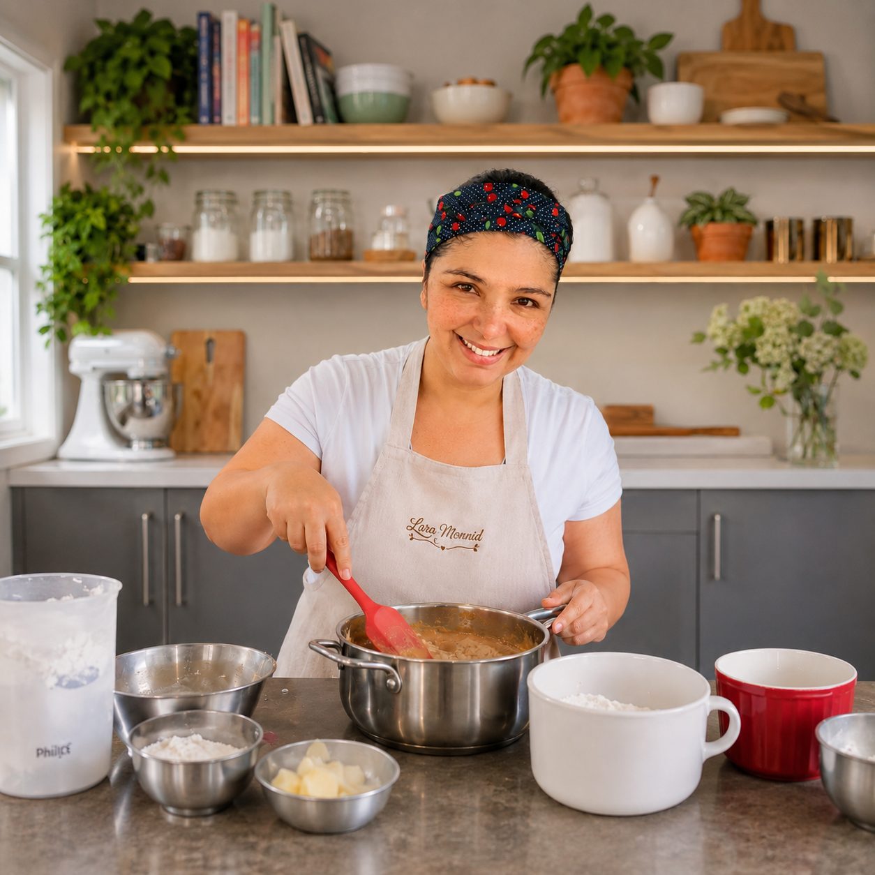 Lara Monnid en su cocina